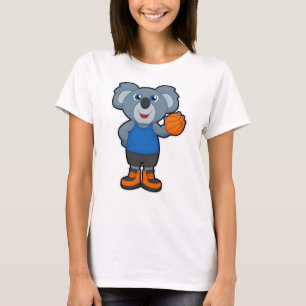 Koala som basketspelare med basket t shirt