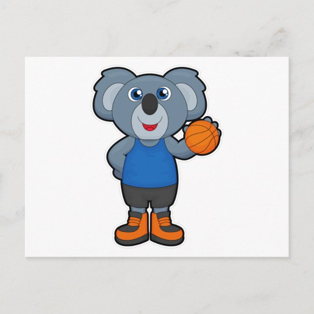 Koala som basketspelare med basketboll vykort (Framsida)