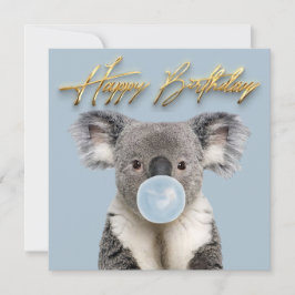 Koala som blåser en blå bubbelgum inbjudningar