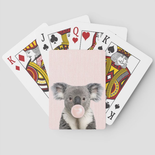 Koala som blåser en rosa bubbelgum  casinokort (Baksidan)