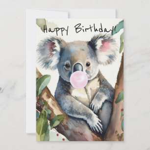 Koala som blåser en rosa bubbelgum julkort