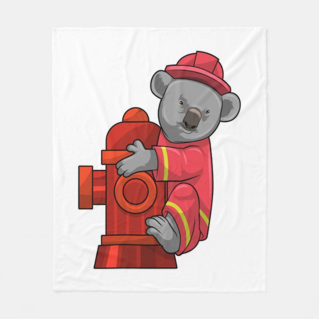 Koala som brandman med brandsläckare fleecefilt (Framsidan)