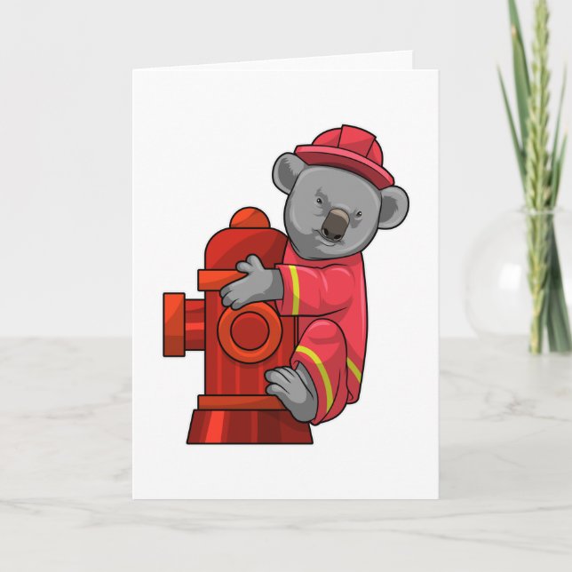 Koala som brandman med brandsläckare kort (Framsida)