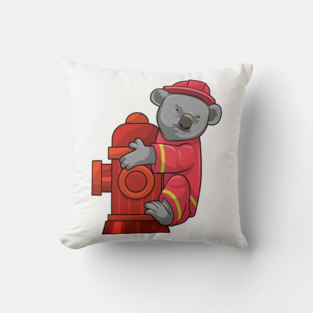 Koala som brandman med brandsläckare kudde (Framsida)