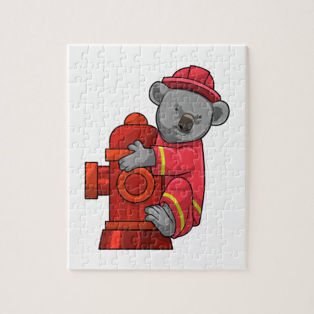 Koala som brandman med brandsläckare pussel (Vertikal)