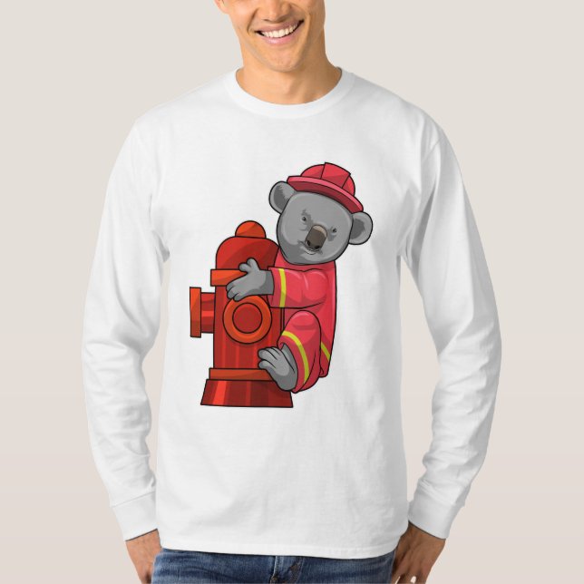 Koala som brandman med brandsläckare t shirt (Framsida)