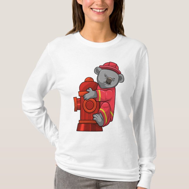Koala som brandman med brandsläckare t shirt (Framsida)