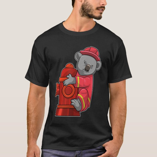 Koala som brandman med brandsläckare t shirt (Framsida)