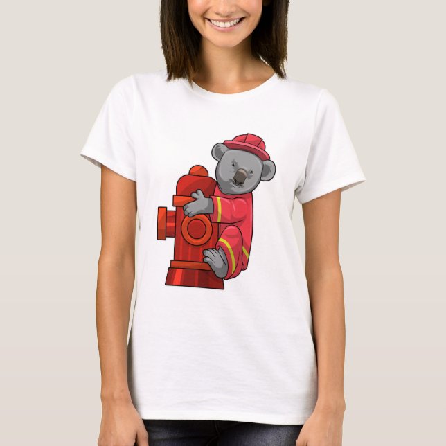 Koala som brandman med brandsläckare t shirt (Framsida)