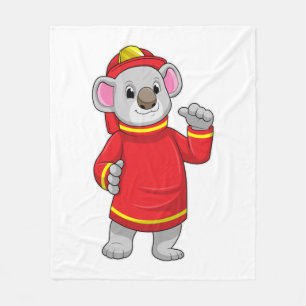 Koala som brandman med Helmet Fleecefilt