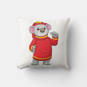 Koala som brandman med Helmet Kudde