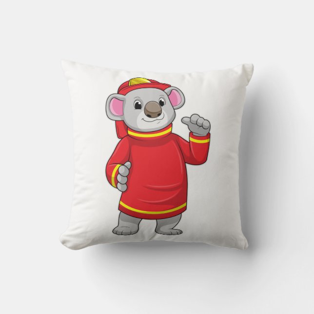 Koala som brandman med Helmet Kudde (Framsida)