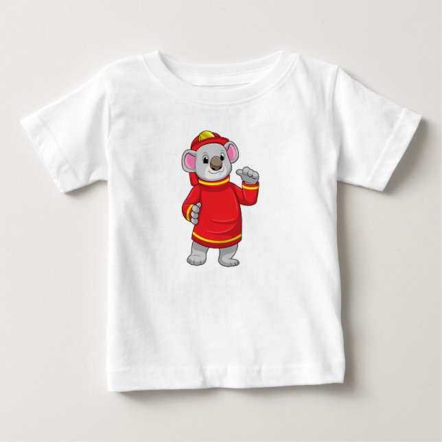 Koala som brandman med Helmet T Shirt (Framsida)