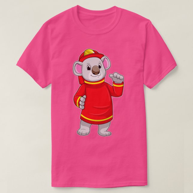 Koala som brandman med Helmet T Shirt (Design framsida)