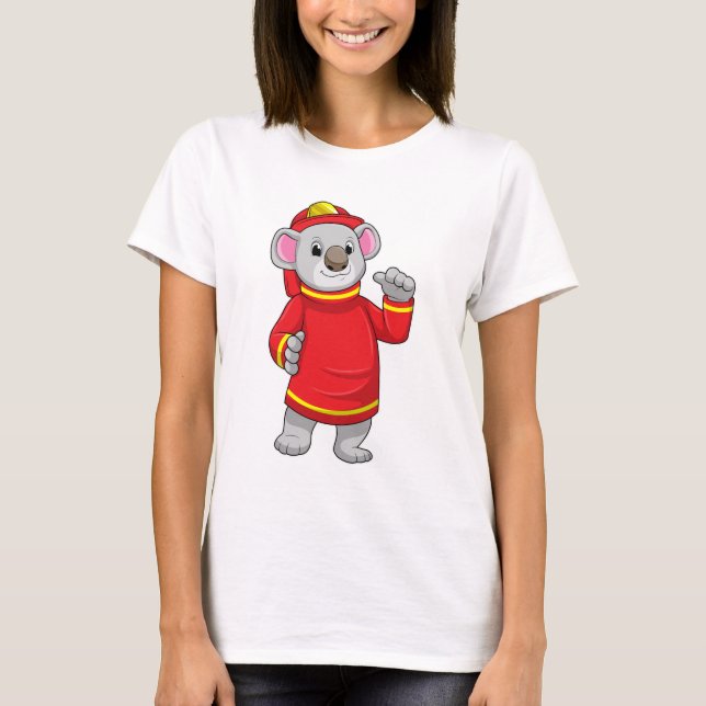 Koala som brandman med Helmet T Shirt (Framsida)
