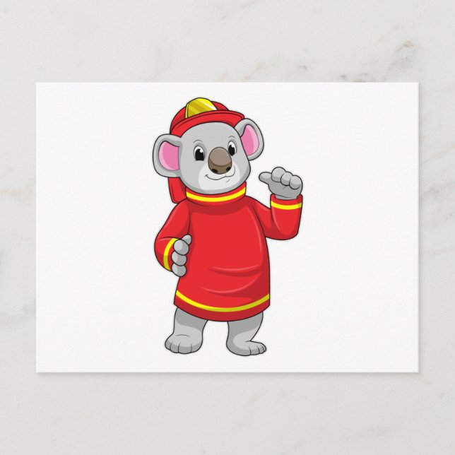 Koala som brandman med Helmet Vykort (Framsida)