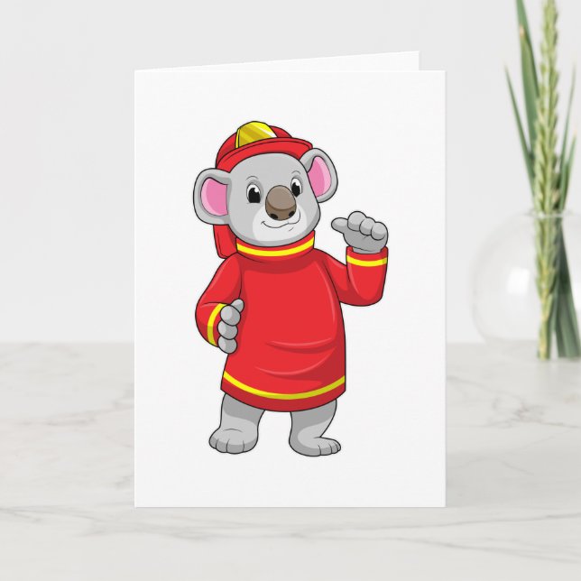 Koala som brandman med hjälm kort (Framsida)
