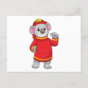 Koala som brandman med hjälm vykort