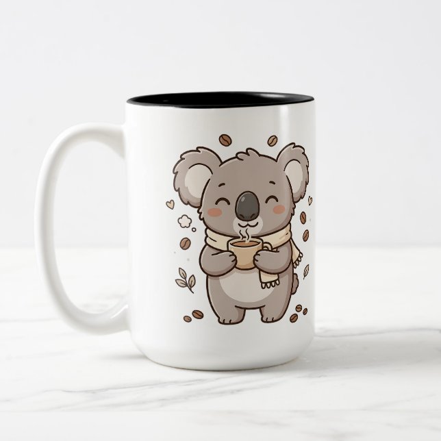 Koala som dricker tvåtons kaffemugg (Vänster)