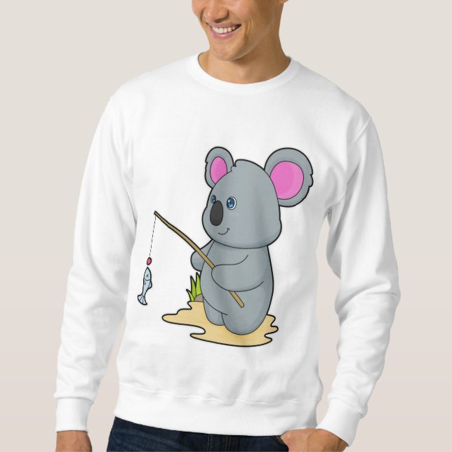 Koala som Fisher med fiskstavar och fisk Lång Ärmad Tröja (Framsida)