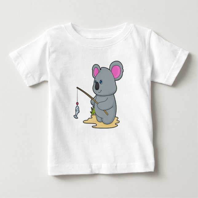Koala som Fisher med fiskstavar och fisk T Shirt (Framsida)