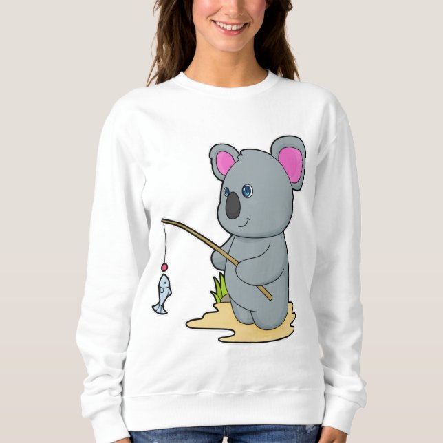 Koala som Fisher med fiskstavar och fisk T Shirt (Framsida)