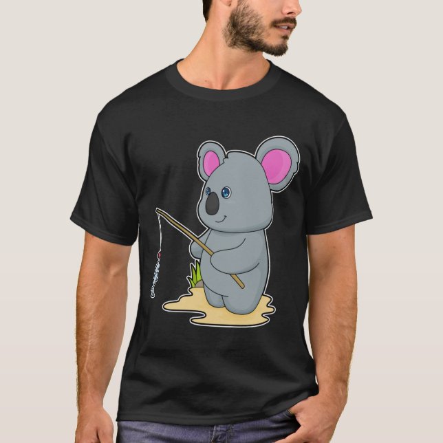 Koala som Fisher med fiskstavar och fisk T Shirt (Framsida)