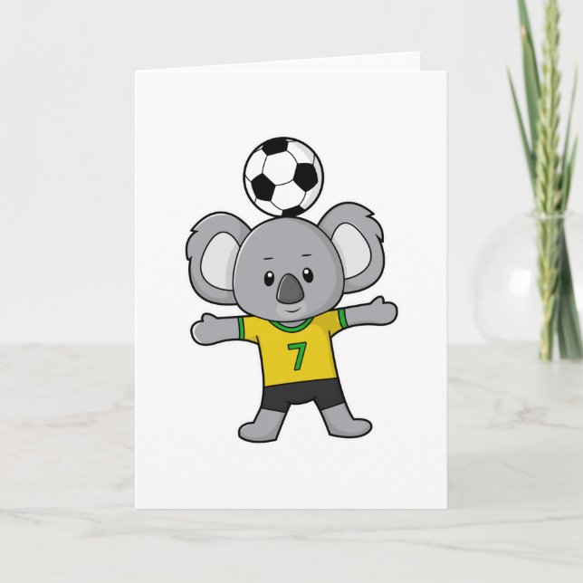 Koala som fotbollsspelare med fotboll kort (Framsida)