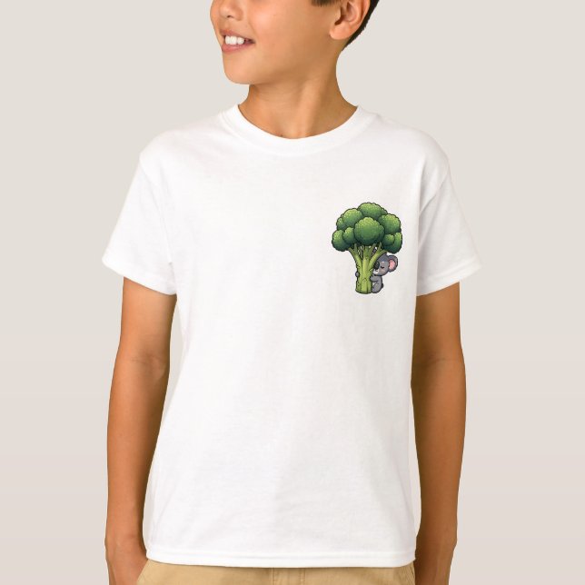 Koala som kramar jättebroccoli barn t shirt (Framsida)