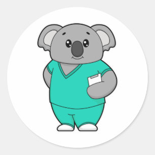 Koala som Nurse med Anteckningsblock Runt Klistermärke