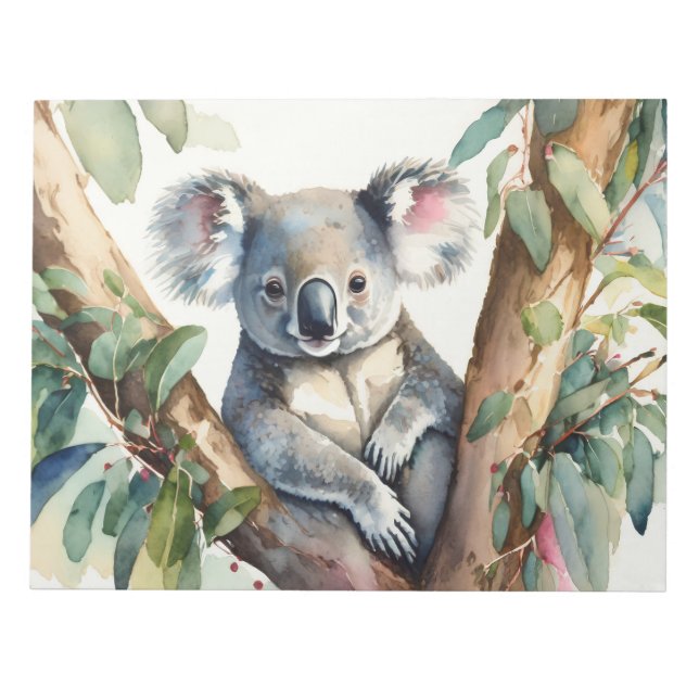 Koala som sitter i ett eukalyptusträd anteckningsblock (Framsida)