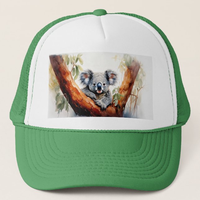 Koala som sitter i ett eukalyptusträd keps (Framsida)