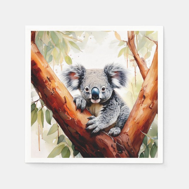 Koala som sitter i ett gummiträd pappersservett (Framsidan)