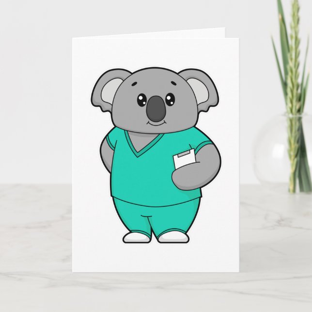 Koala som sjuksköterska med anteckningsblock kort (Framsida)