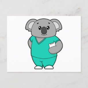 Koala som sjuksköterska med anteckningsblock vykort