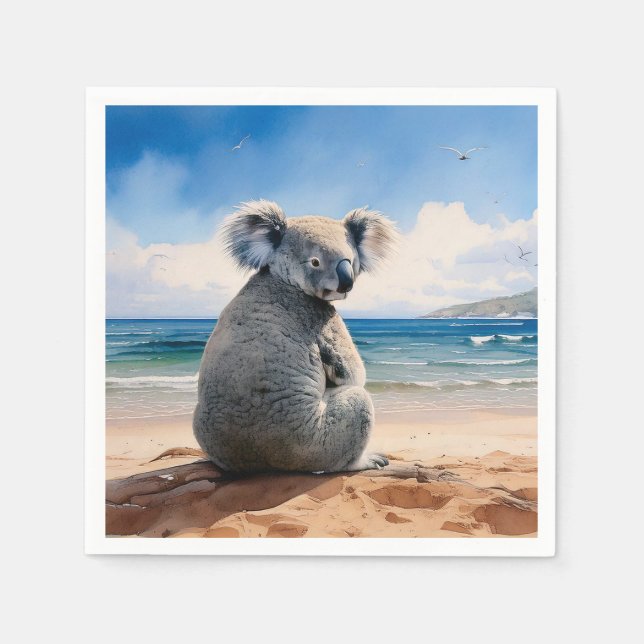 Koala som tittar på havet pappersservett (Framsidan)
