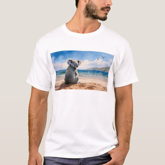 Koala som tittar på havet t shirt (Framsida)