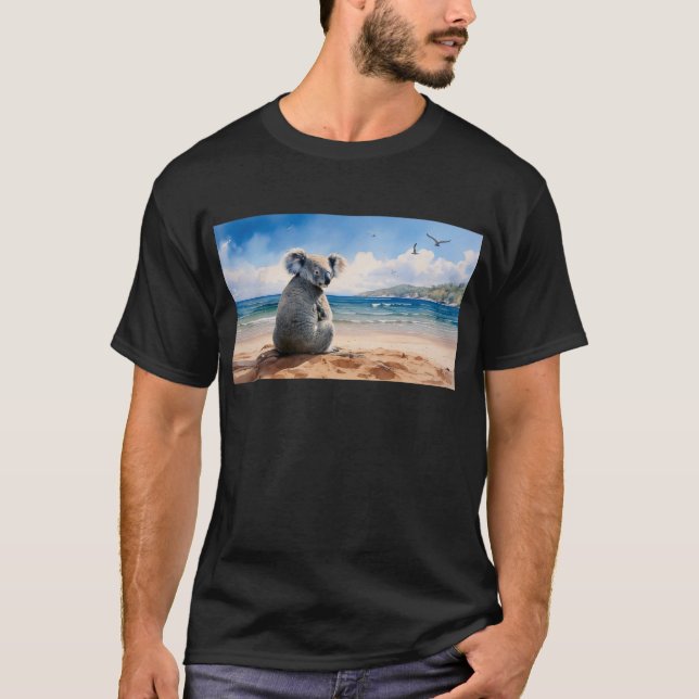 Koala som tittar på havet t shirt (Framsida)