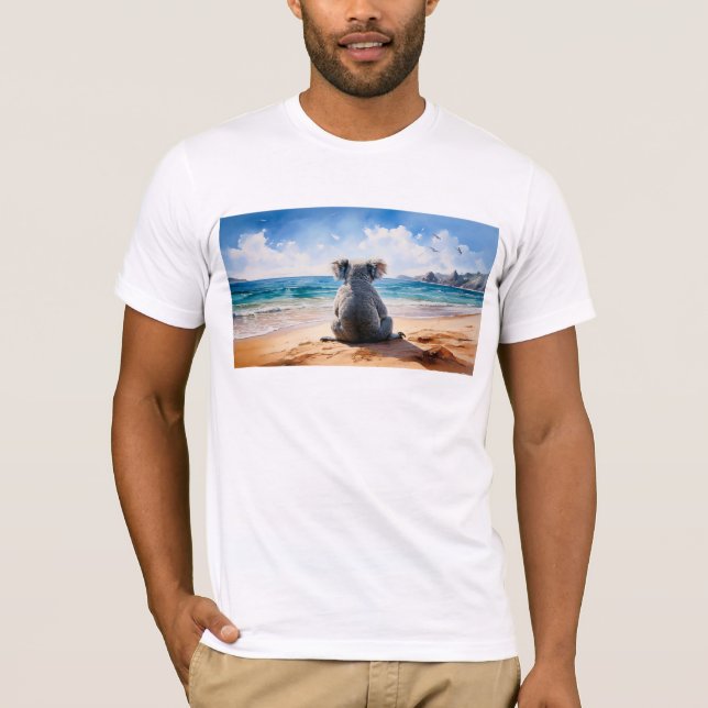 Koala som tittar på havet t shirt (Framsida)