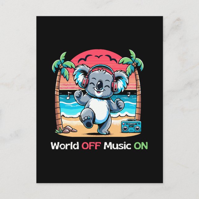 Koala som vibrerar på stranden vykort (Framsida)