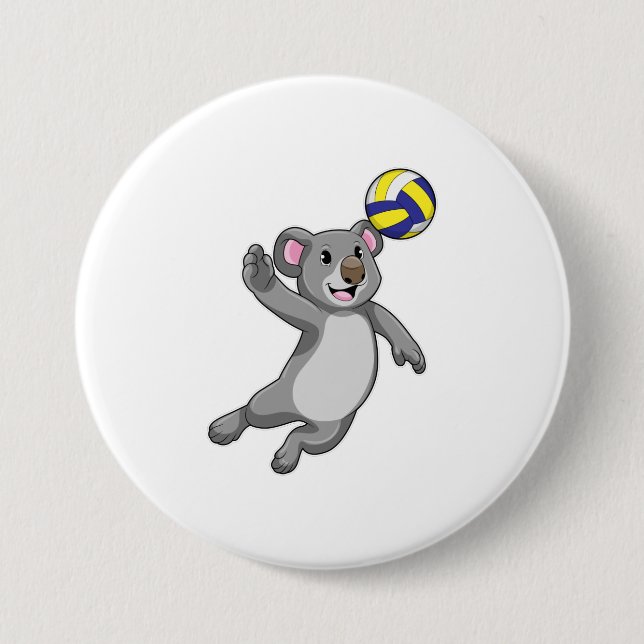 Koala som Volleyball-spelare med Volleyball Knapp (Framsida)