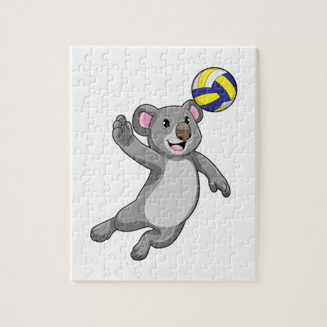 Koala som Volleyball-spelare med Volleyball Pussel (Vertikal)
