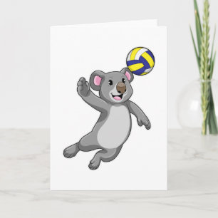 Koala som volleybollspelare med volleyboll kort