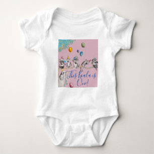 Koala Söt Första Födelsedag pastell Rosa Akvarell T Shirt