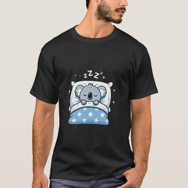 Koala sover i säng på natten t shirt (Framsida)