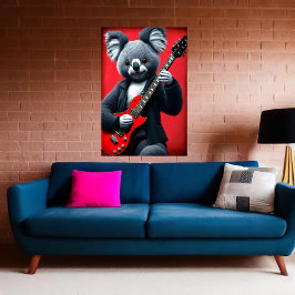 Koala spelar gitarr | AI Art Poster