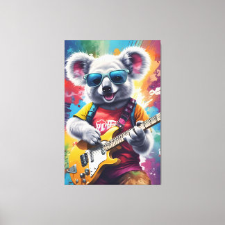 Koala spelar gitarr, sten graffiti canvastryck