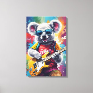 Koala spelar gitarr, sten graffiti canvastryck
