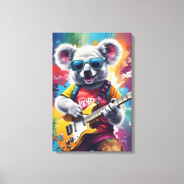 Koala spelar gitarr, sten graffiti canvastryck (Framsida)