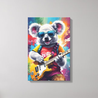 Koala spelar gitarr, sten graffiti canvastryck
